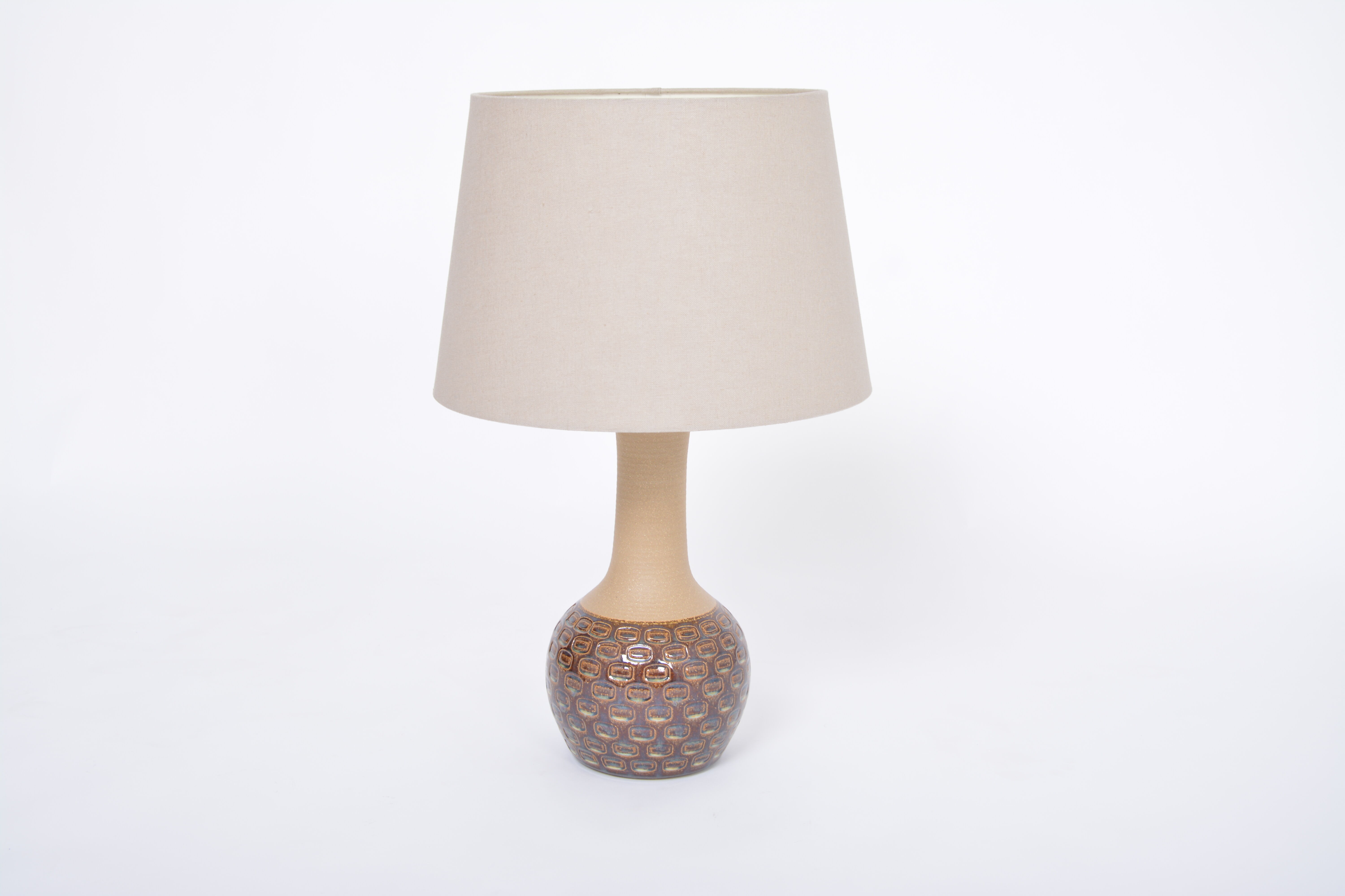 Handmade Danish Mid-Century Modern Stoneware Lamp with Graphic Pattern by Soholm