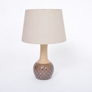 Handmade Danish Mid-Century Modern Stoneware Lamp with Graphic Pattern by Soholm
