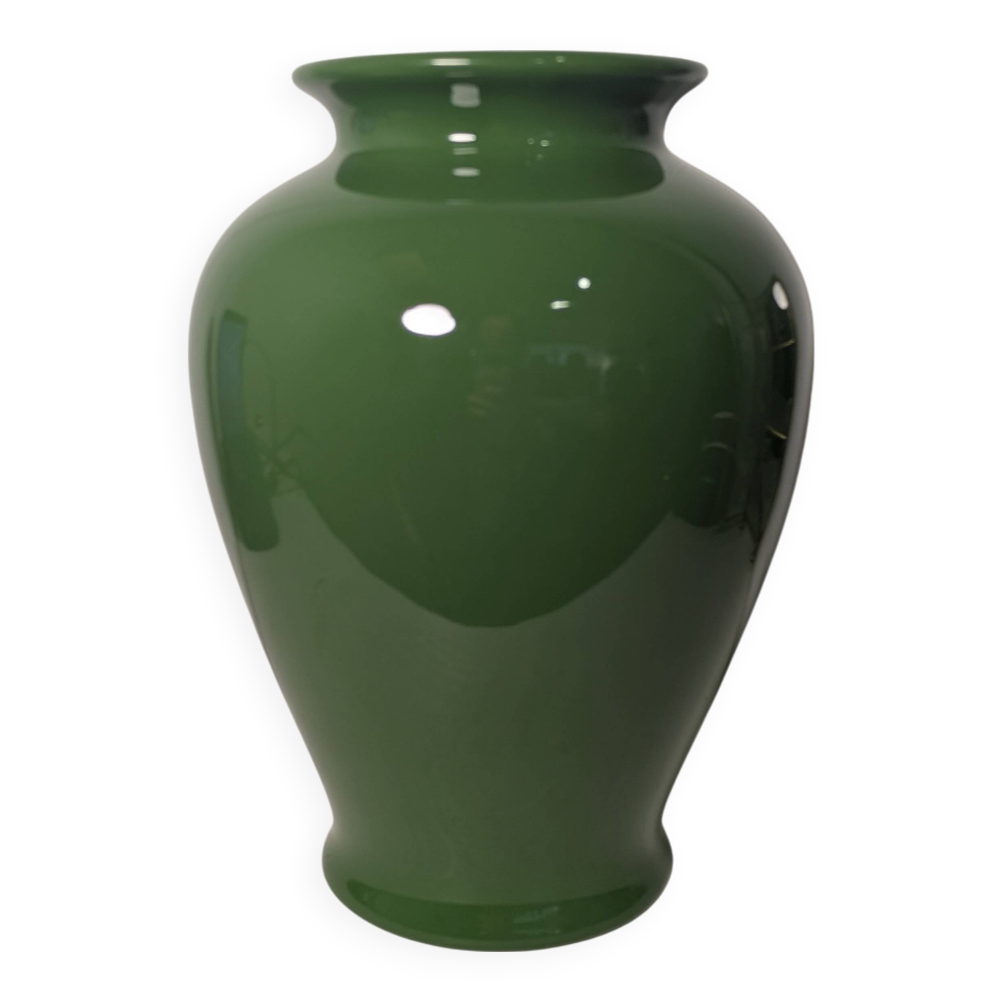 Green ceramic vase