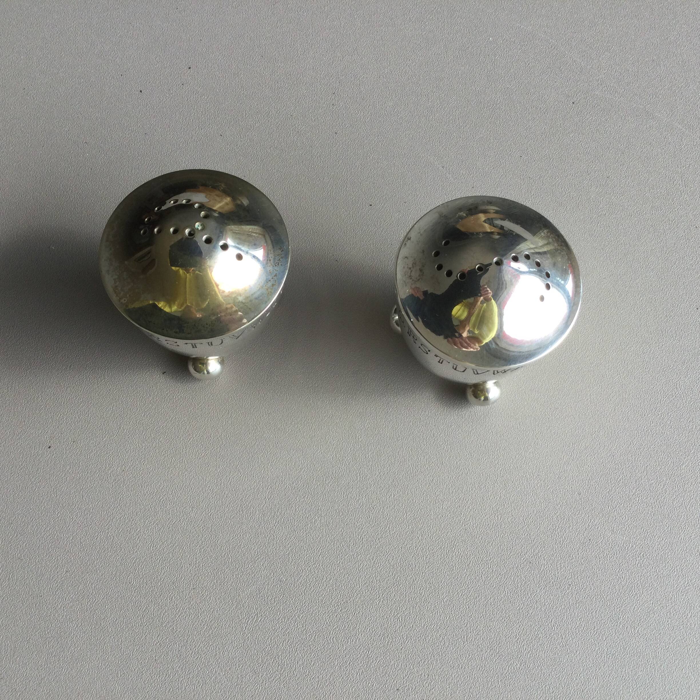 silver-plated salt and pepper shaker set