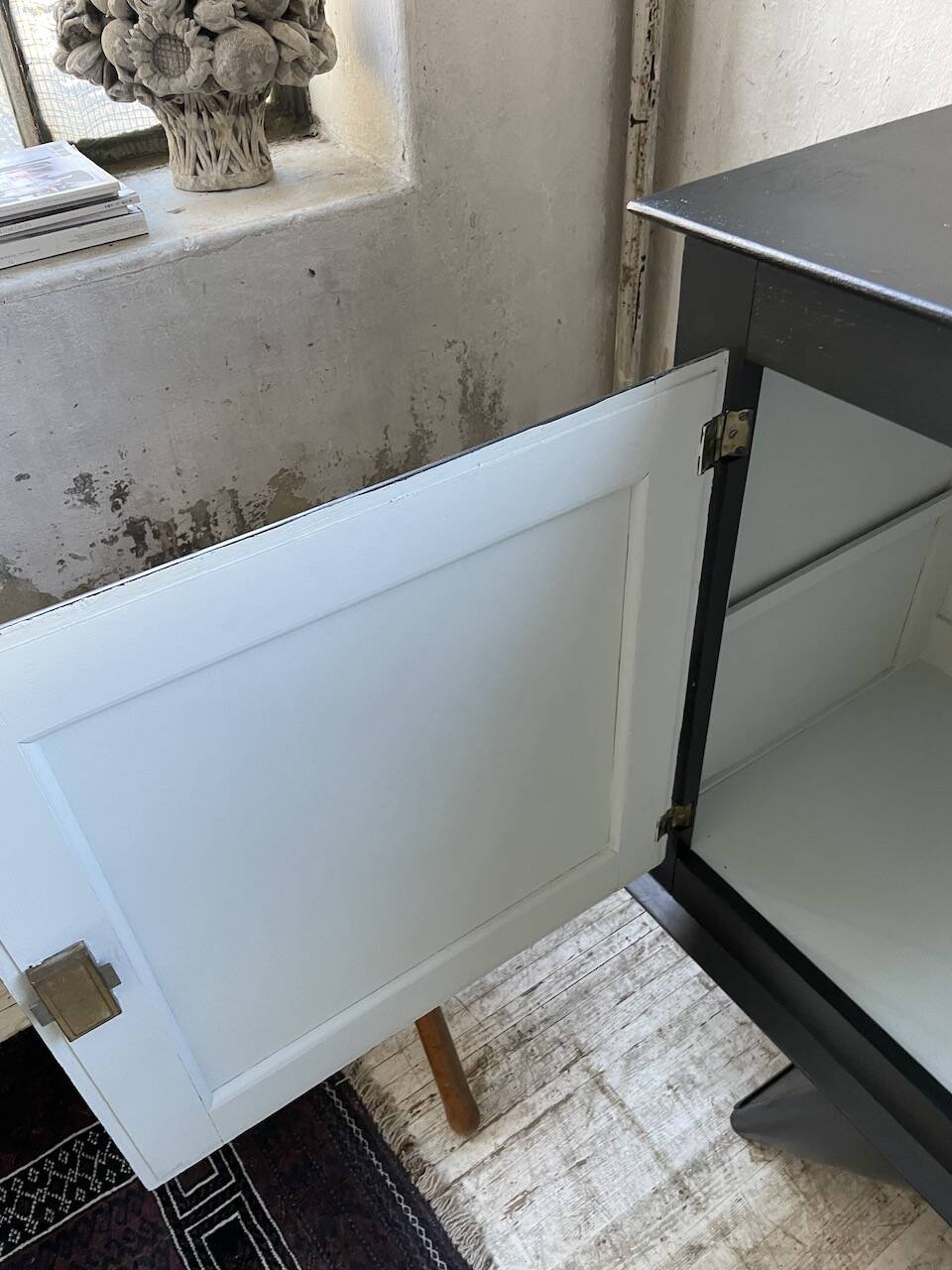 60s brutalist black sideboard