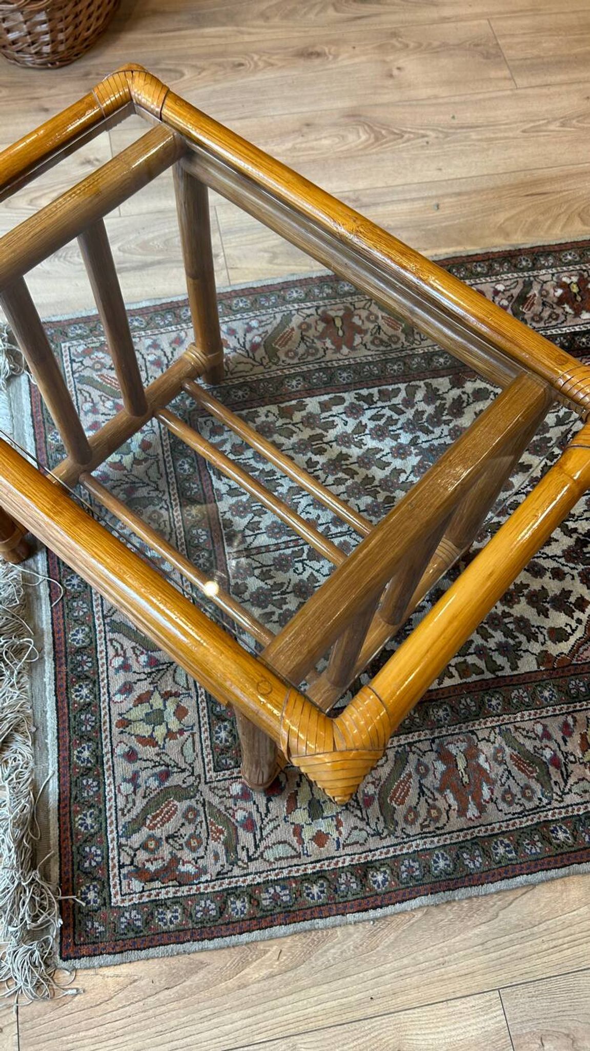Table basse rotin vintage