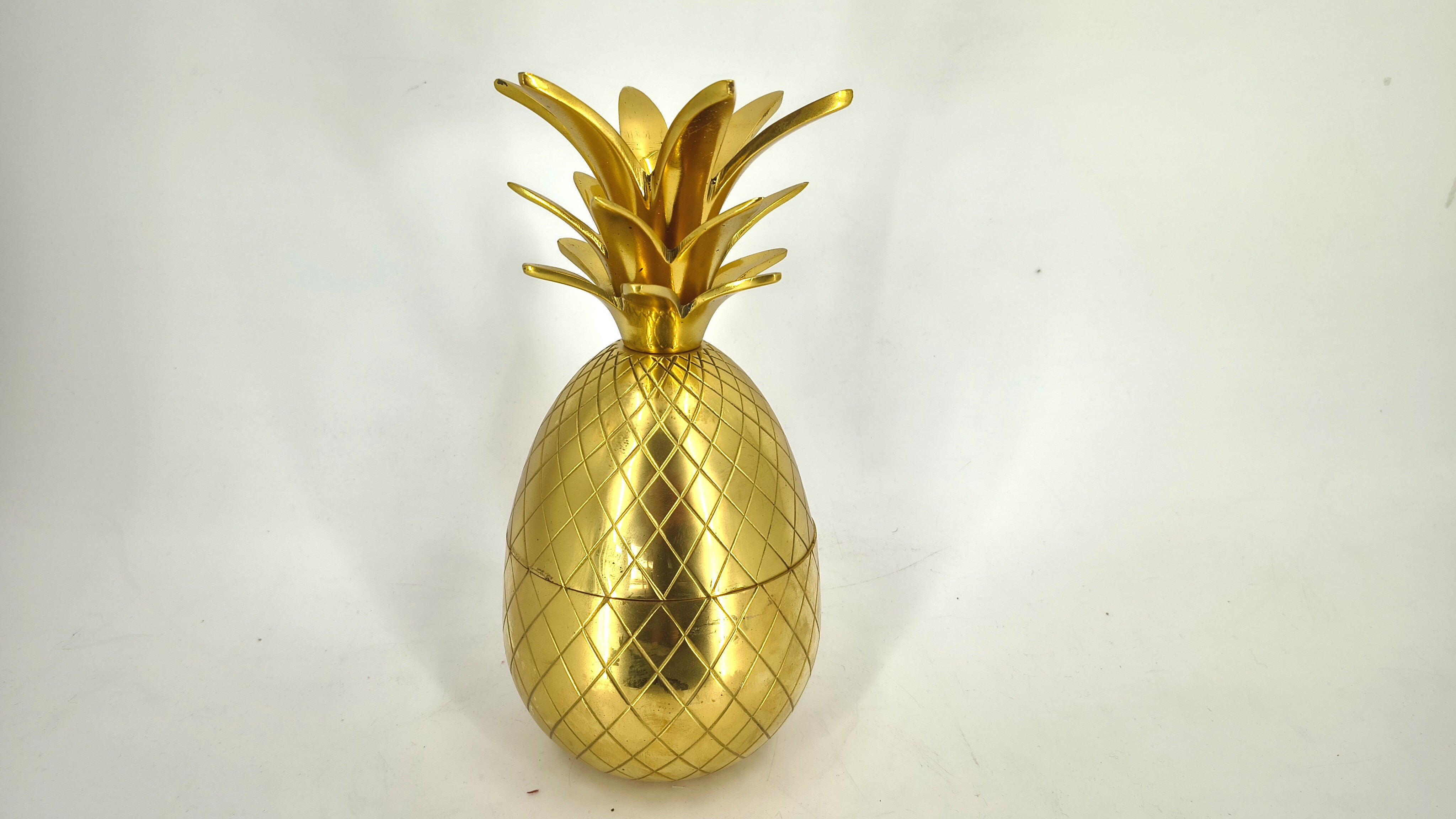 Vintage brass pineapple ice bucket, 1970s