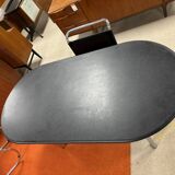 Knoll oval table with black marble and chrome legs by Joe d'Urso, 1983
