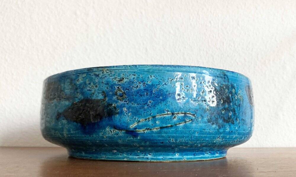 Fish pottery bowl by Aldo Londi for Bitossi, Italy, 1960s.