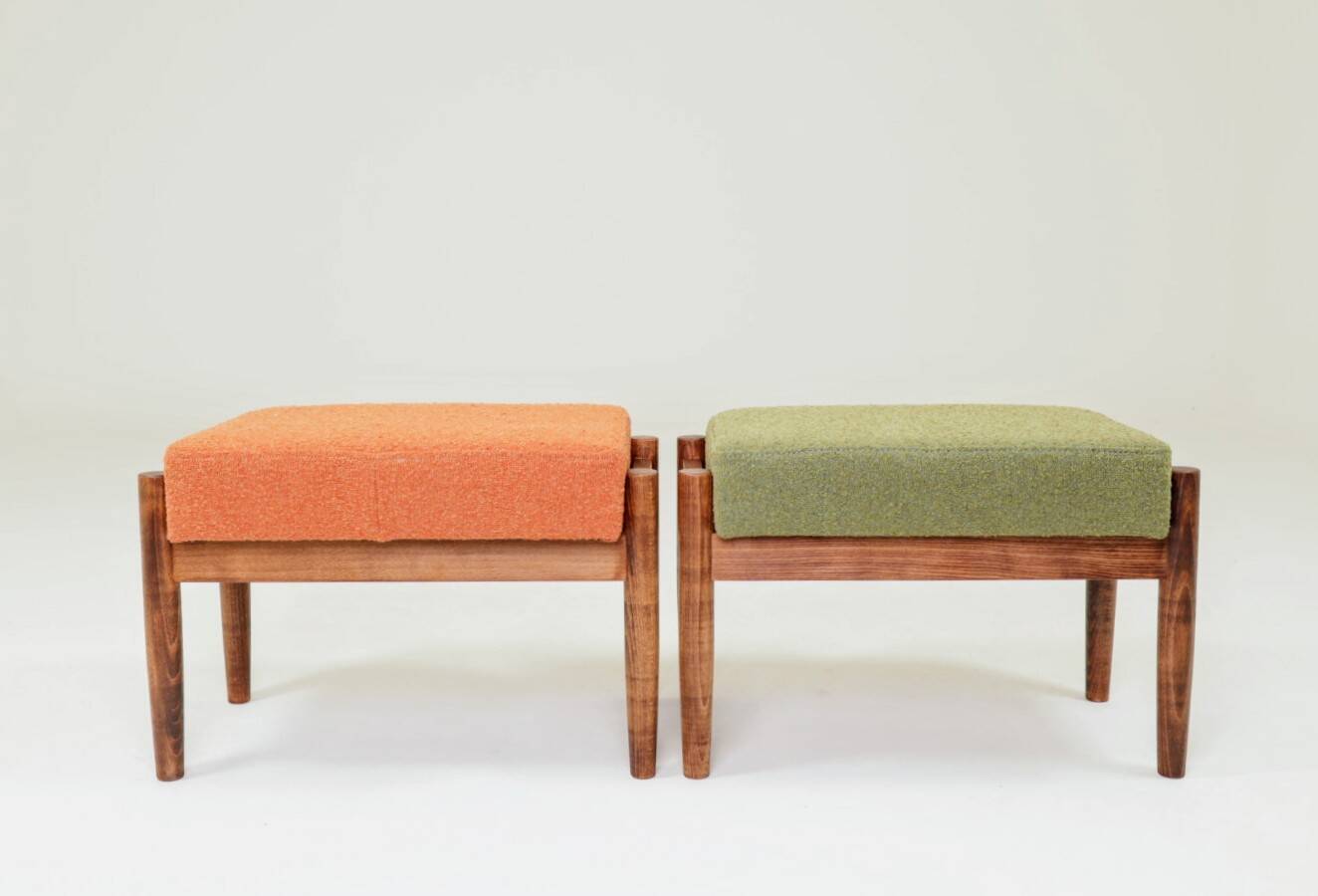 Scandinavian orange/green stool set of 2