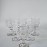 Set of 6 mismatched 19th century wine glasses