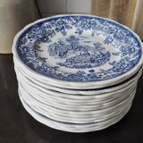 Set de 15 assiettes plates à motifs anglais Lunéville