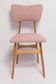 Mid-century Butterfly dining chair, pink linen, light wood, Europe, 1960s