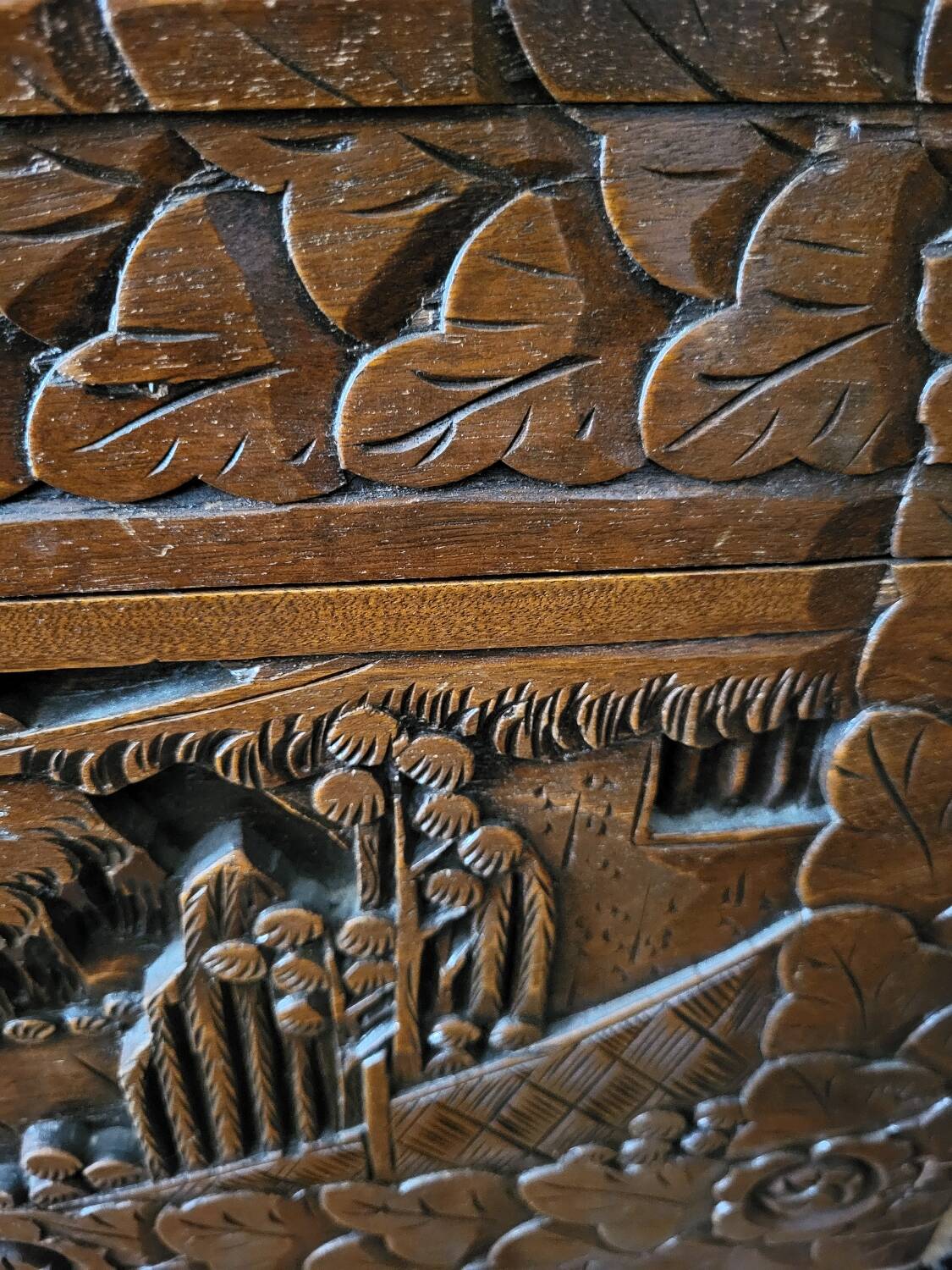Carved wooden chest