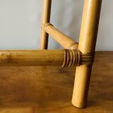 Vintage side table in bamboo and smoked glass - end table