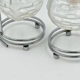 Stunning Pair of 70s Lamps in Chrome Metal and Crafted Glass Richard Essig Besigheim Design