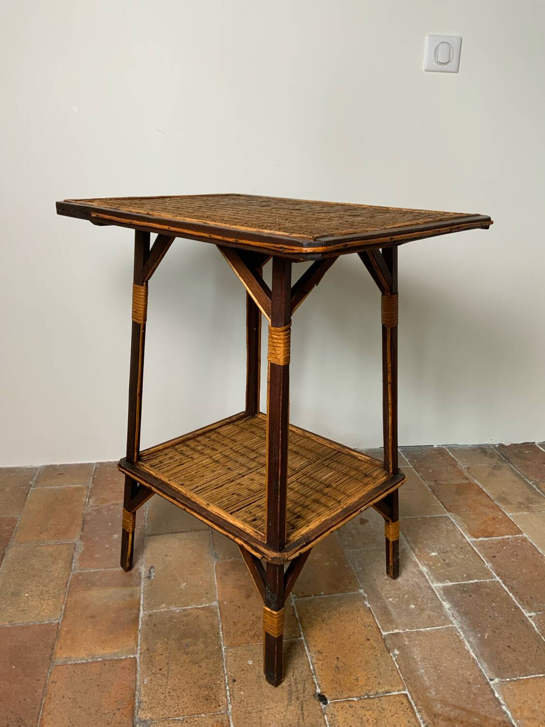 Wood and rattan table