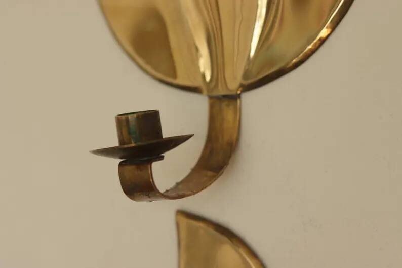 Pair of Swedish Mid-Century Brass Wall Sconces