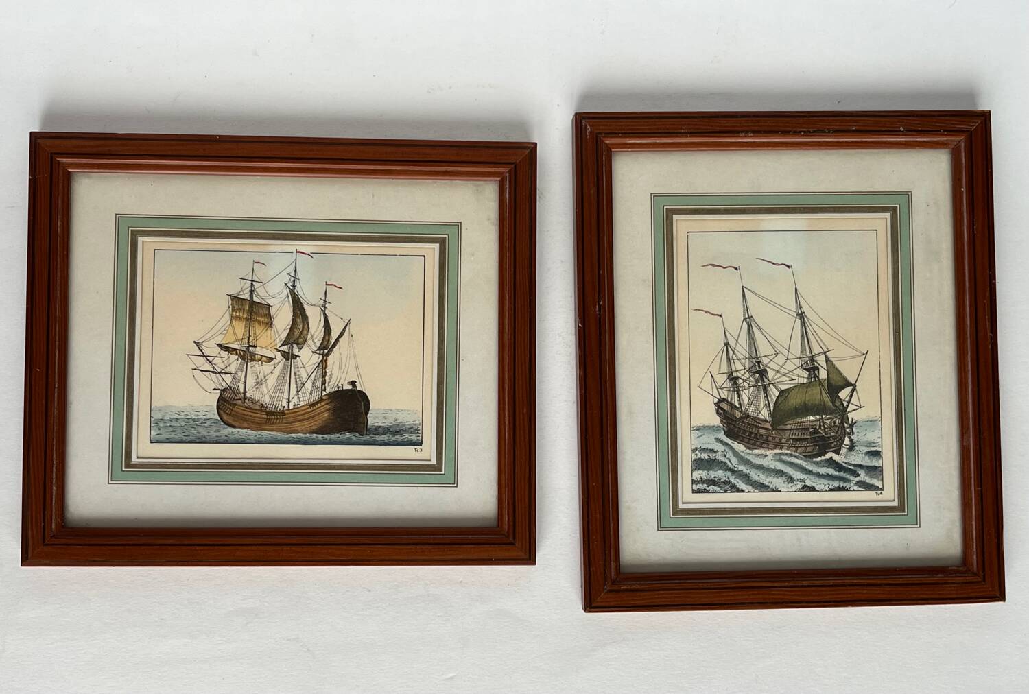 Pair of framed marine engravings