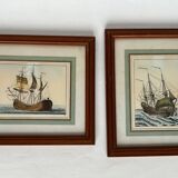 Pair of framed marine engravings
