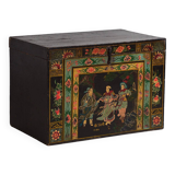 Ancien coffre oriental avec peinture de la guerrière Yang Mulan (c.1900) #9