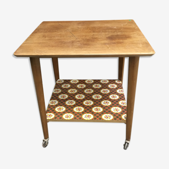 Wooden vintage roller side table