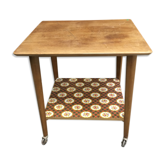 Table d'appoint à roulettes vintage en bois