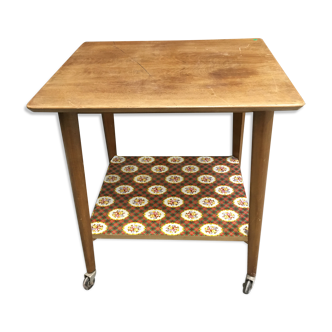 Wooden vintage roller side table