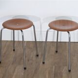 Pair of Danish teak and metal stools 1960