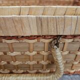 Valise en rotin, osier et rafia