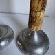 A Pair Of Vintage Mid Century Modern Metal With Faux Bone Candle Holde