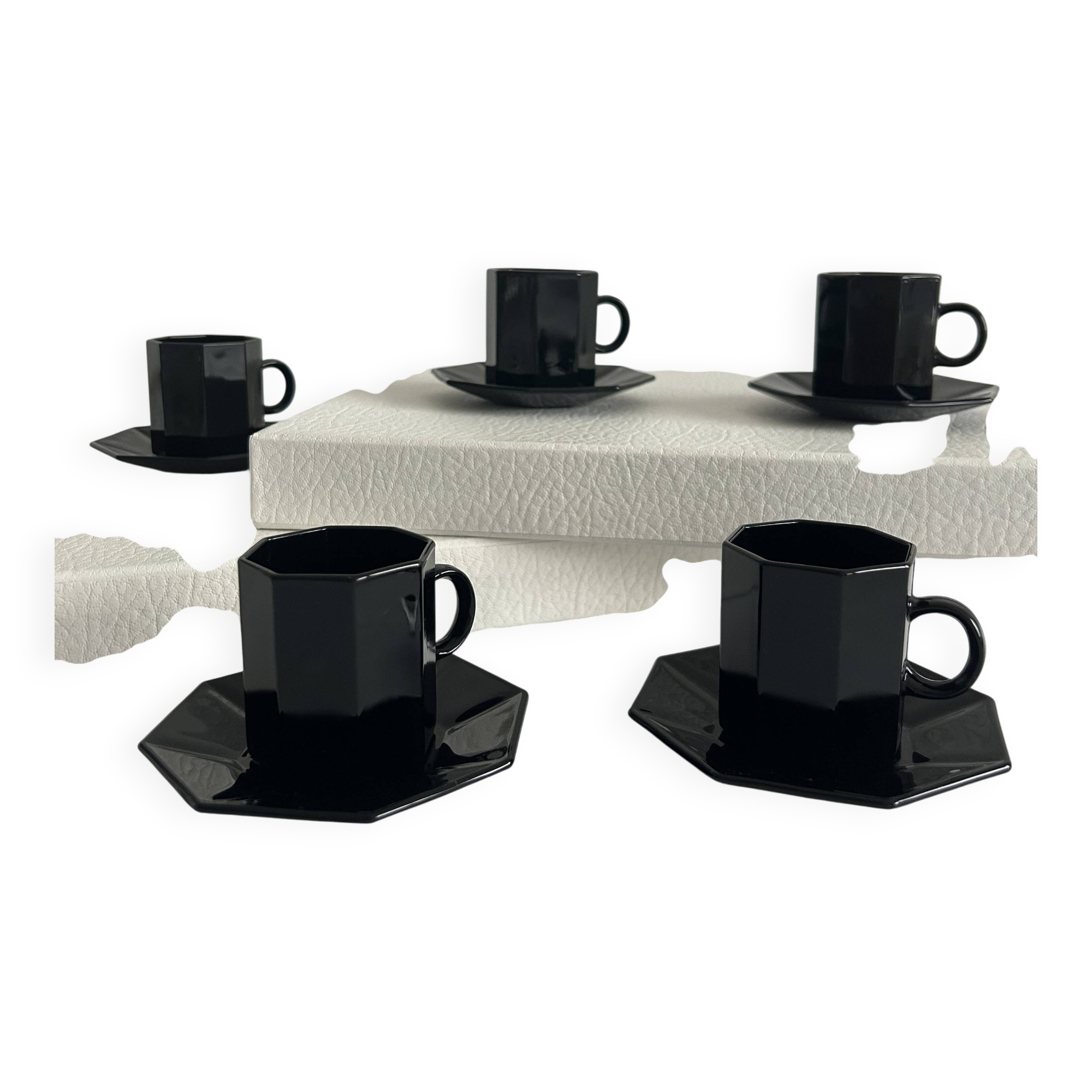 Vintage ESSO coffee set – 1970s – black ceramic