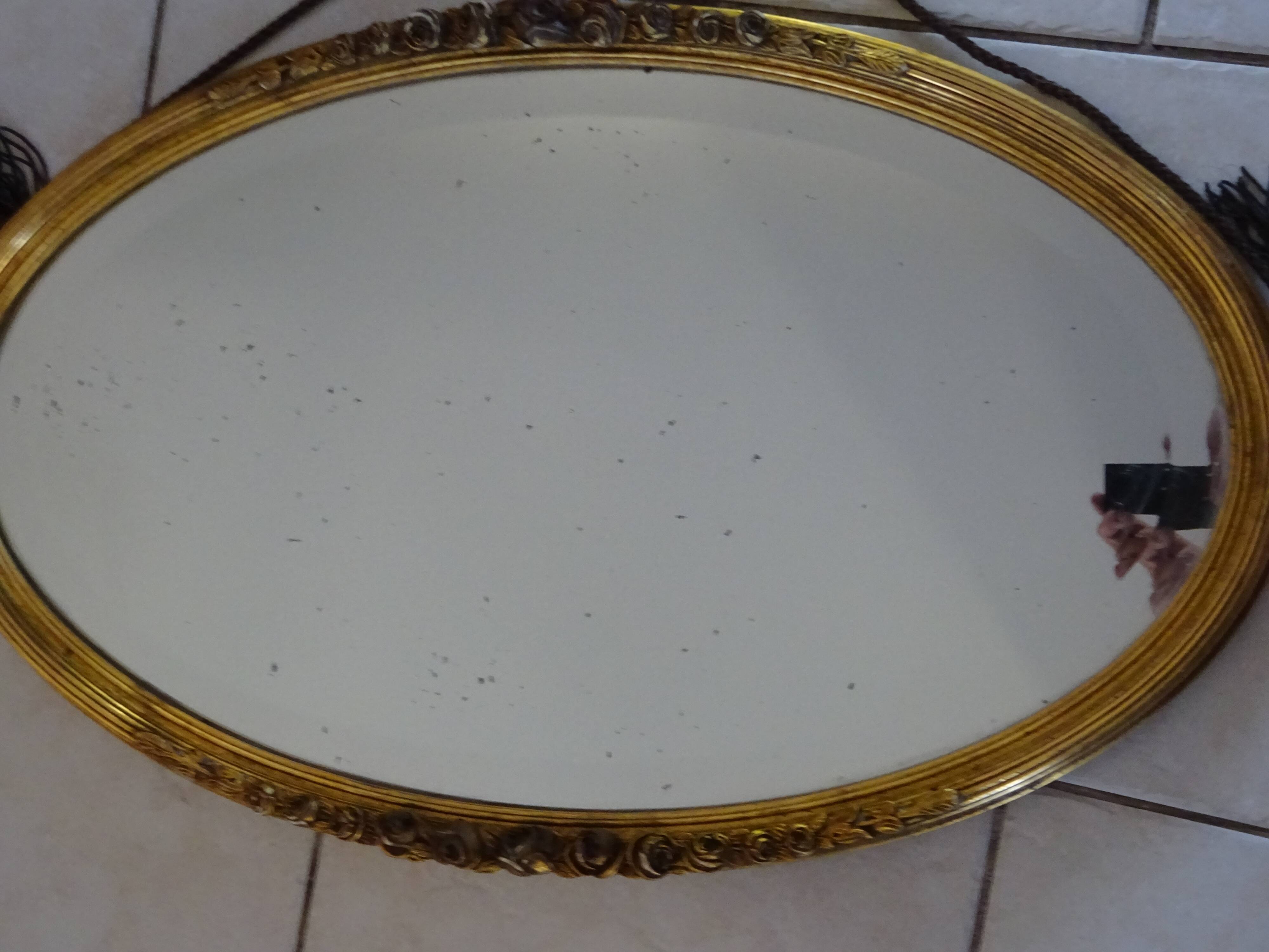 large old oval golden mirror 84x51cm