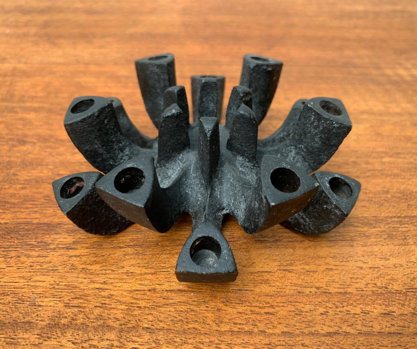 Brutalist cast iron candlestick from mid-century Japan by Jens H. Quistgaard, 1960s.