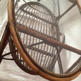 Vintage rattan oval-shaped coffee table