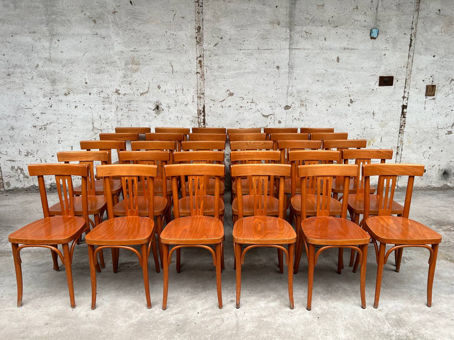 Set of 32 vintage bistro chairs