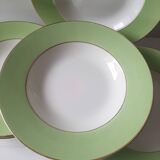 Vintage white and green deep plates stamped Arcachon.