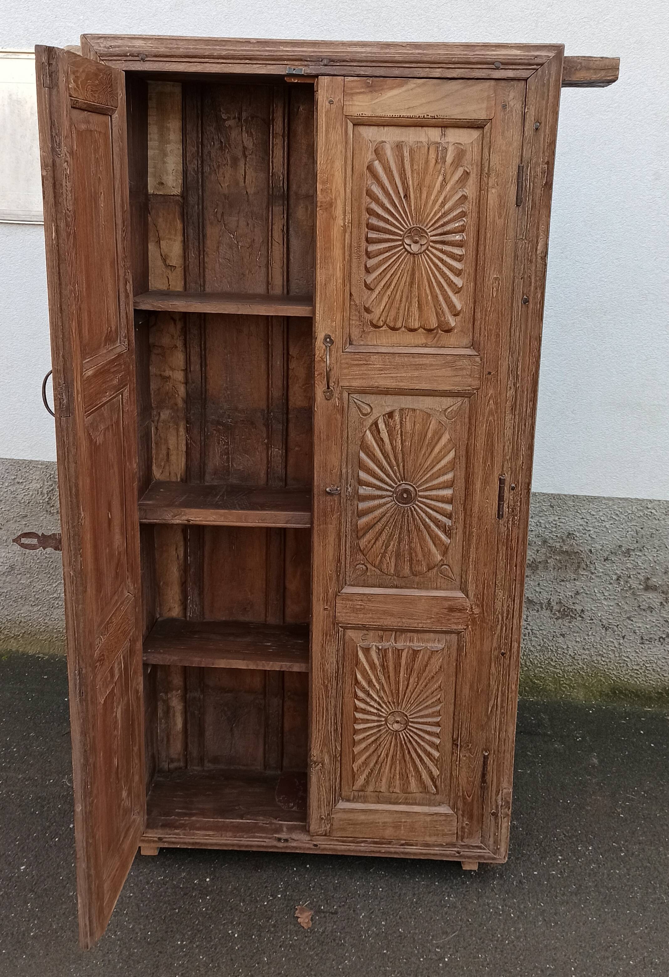 Old built-in wooden wardrobe