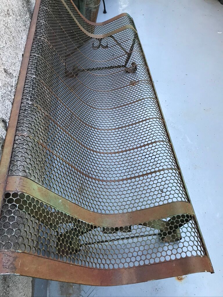 Garden bench perforated metal René Malaval 1950/60