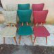 6 vintage 1950 Skaï chairs and wood