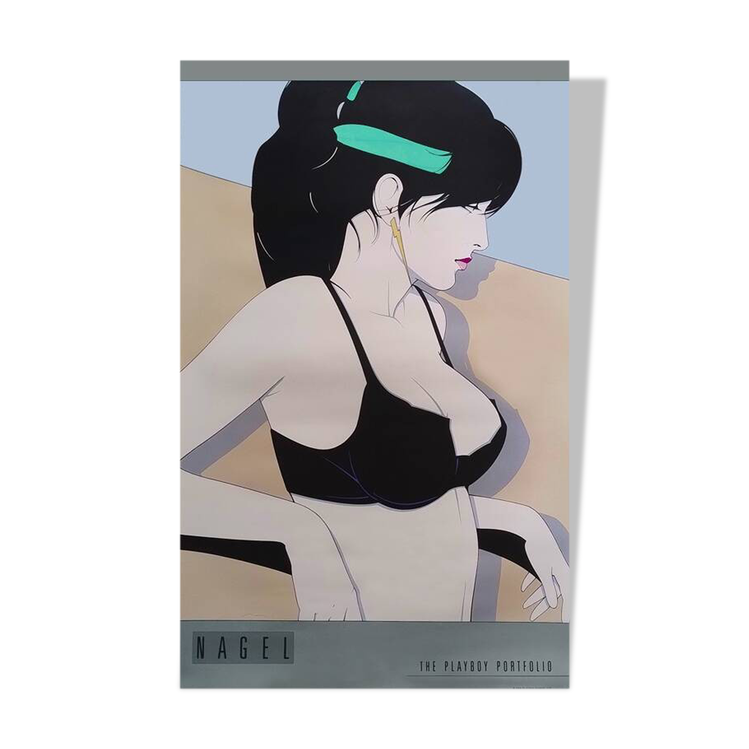 1980s Original Gorgeous Patrick Nagel "The Playboy Portfolio" Poster.