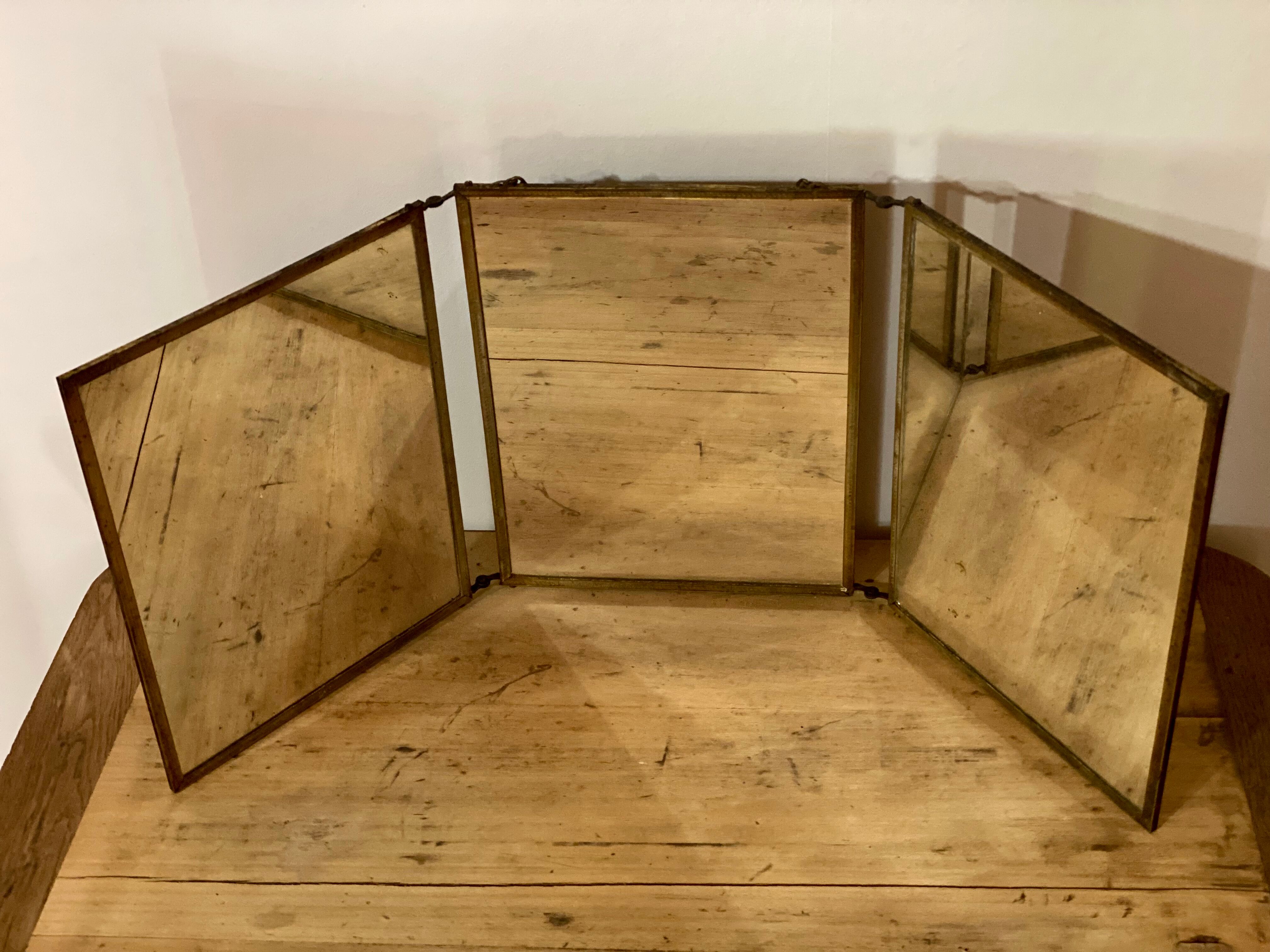 Miroir triptyque de Barbier XIXème