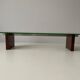Mid-century minimalist thick glass coffee table, rosewood legs, 1960, Germany.