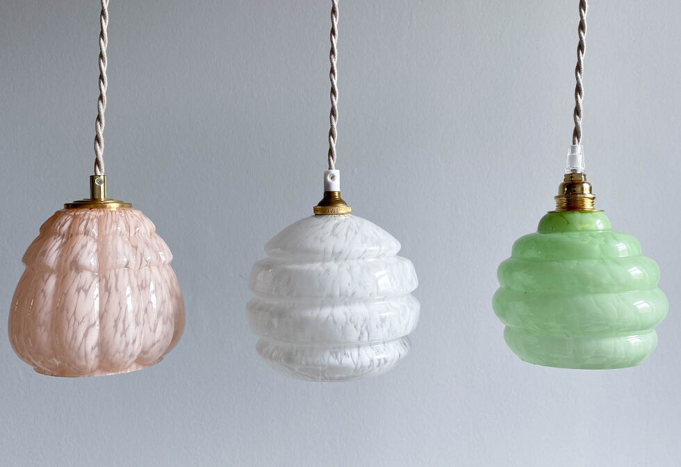 Pink opaline globe hanging