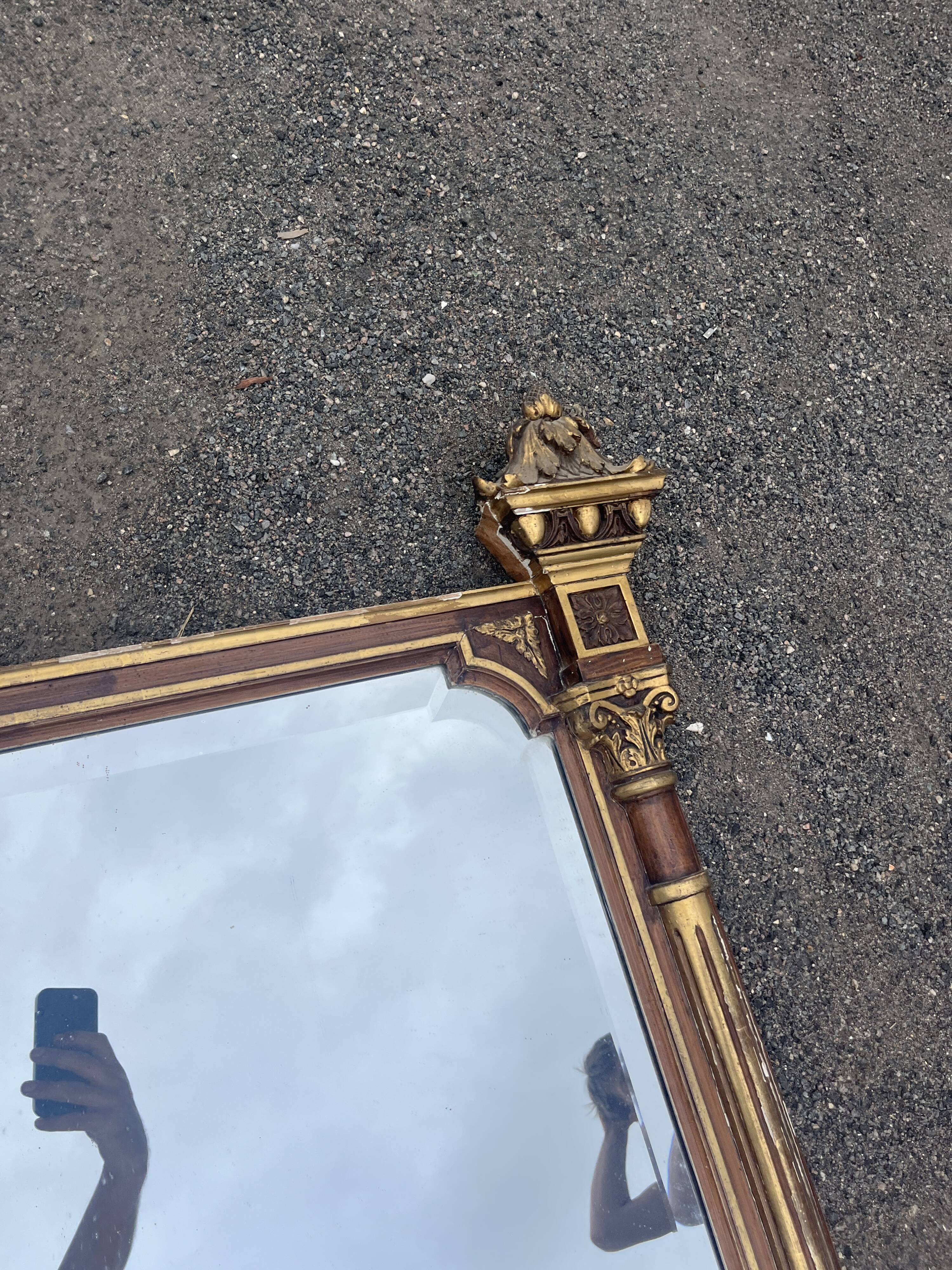 Large antique mirror 144 cm in Empire style - Trumeau or fireplace mirror