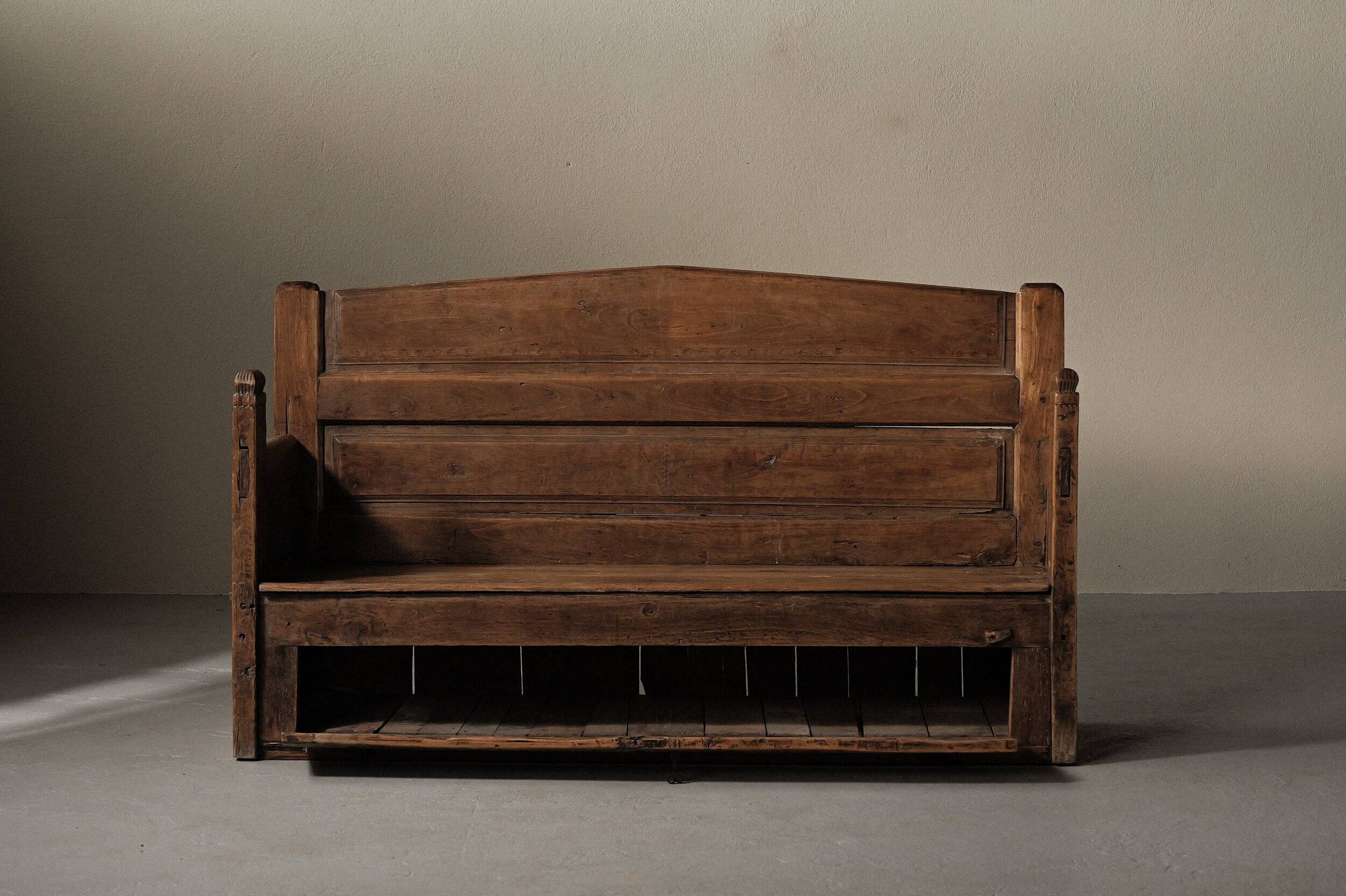 Folk art chest bench, Catalonia, 1800