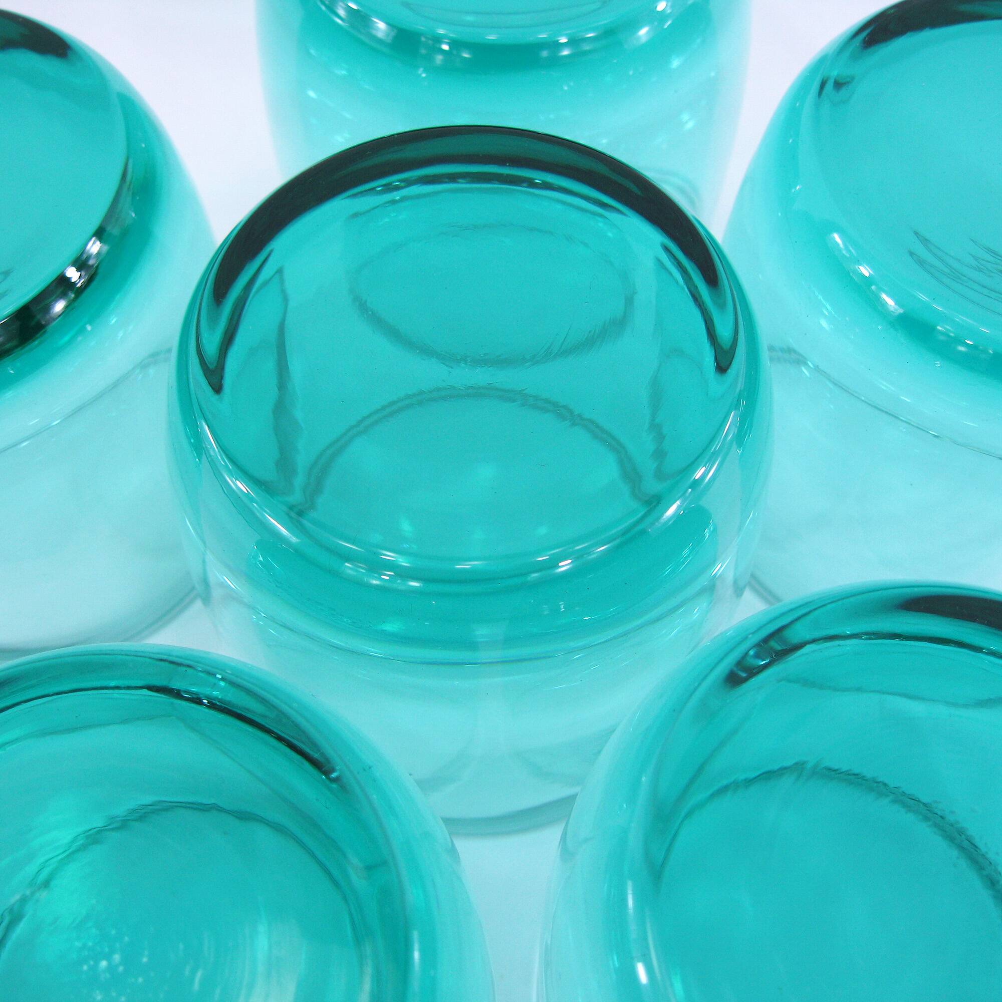 6 turquoise glass water glasses - Luminarc France - vintage 80s