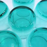 6 turquoise glass water glasses - Luminarc France - vintage 80s