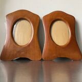 Pair of antique  identical art deco mahogany wooden frames measurements each  25 cm x 17.5 cm  convex glasses