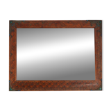 Miroir Art Nouveau à décor de paon peint à la main, France vers 1915