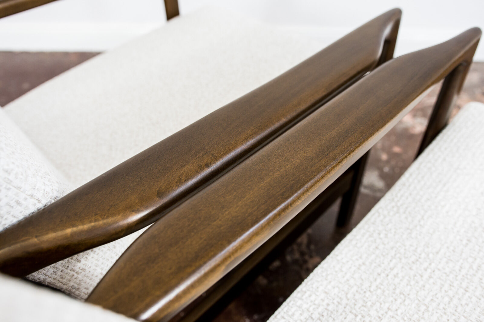 Pair of Restored White Grey B-7522 armchairs by Zenon Bączyk, 1960’s