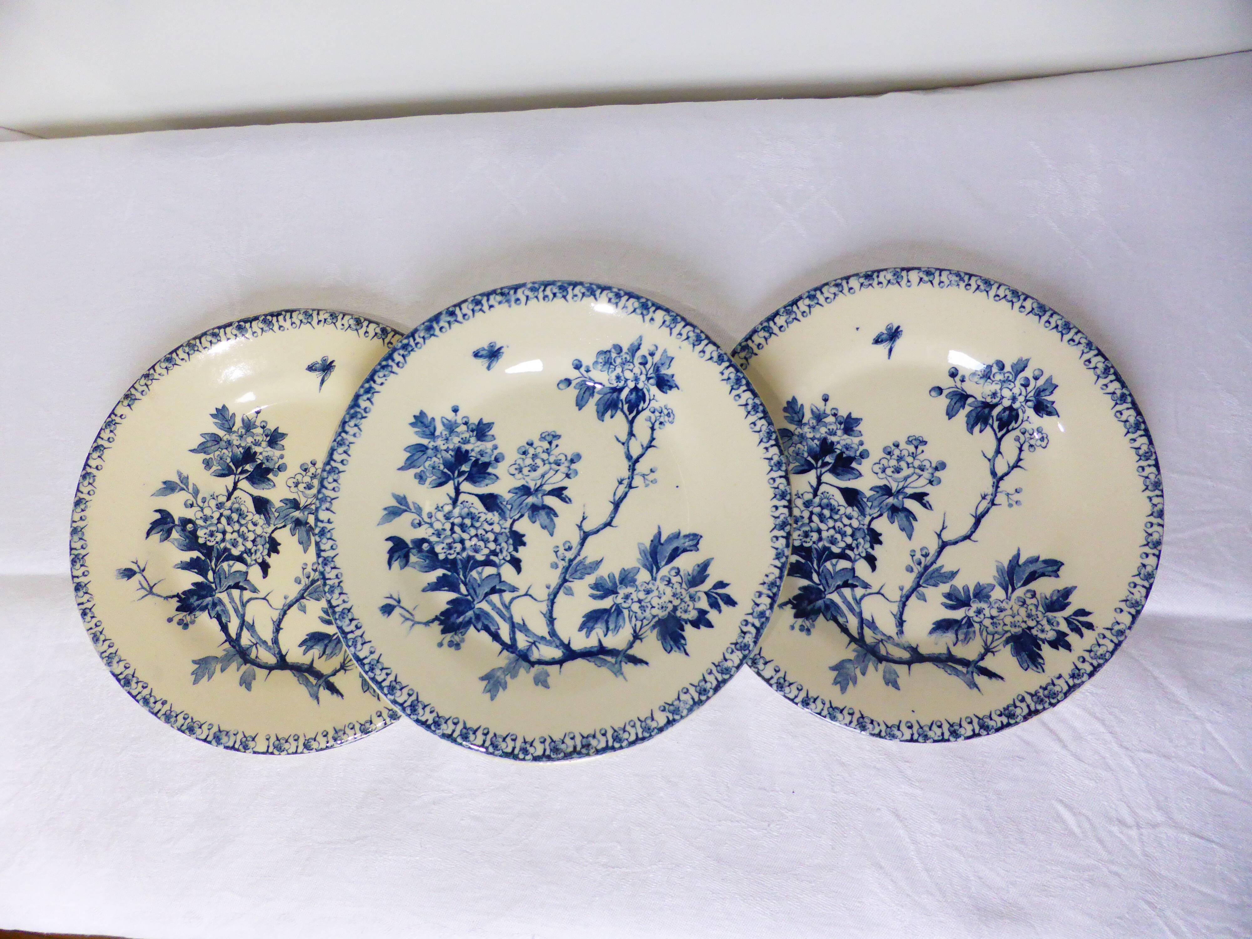 3 plates dessert in iron earth of Gien mondèle Hawthorn 211224