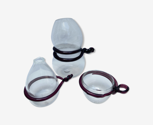 Lot petit vase, grand vase et tasse de Serge Mansau pour Murano