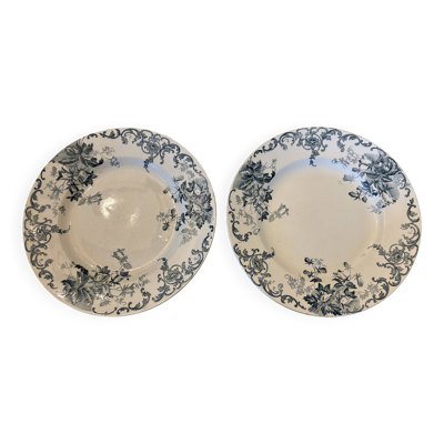 Deux assiettes plates Terre de fer Saint-Amand